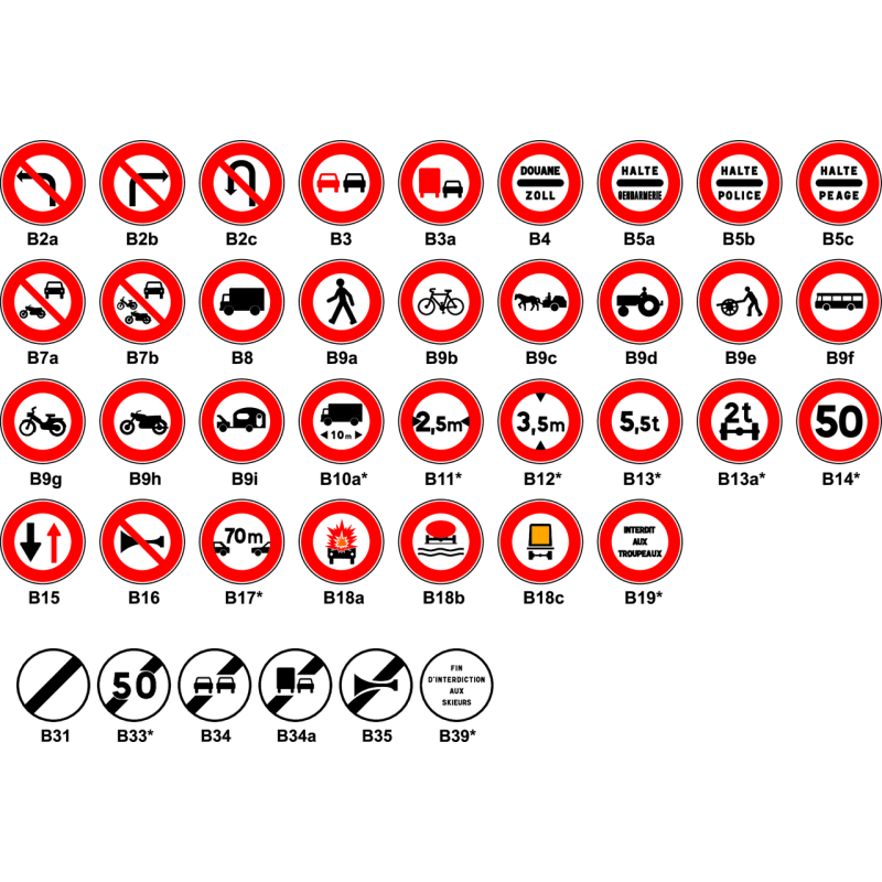 panneau de signalisation type B interdiction panneau de signalisation type B interdiction