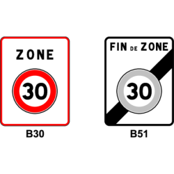 panneau routier entrée & sortie de zone type B