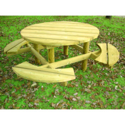 table pique-nique bois ronde Grosy