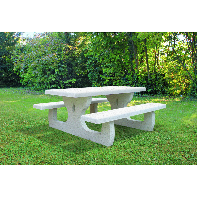 table pique-nique béton avec bancs Glières table pique-nique béton avec bancs Glières