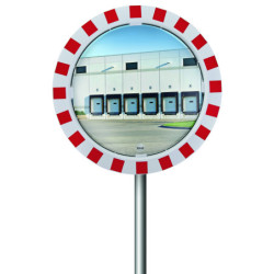 miroir de sécurité industrie rouge et blanc