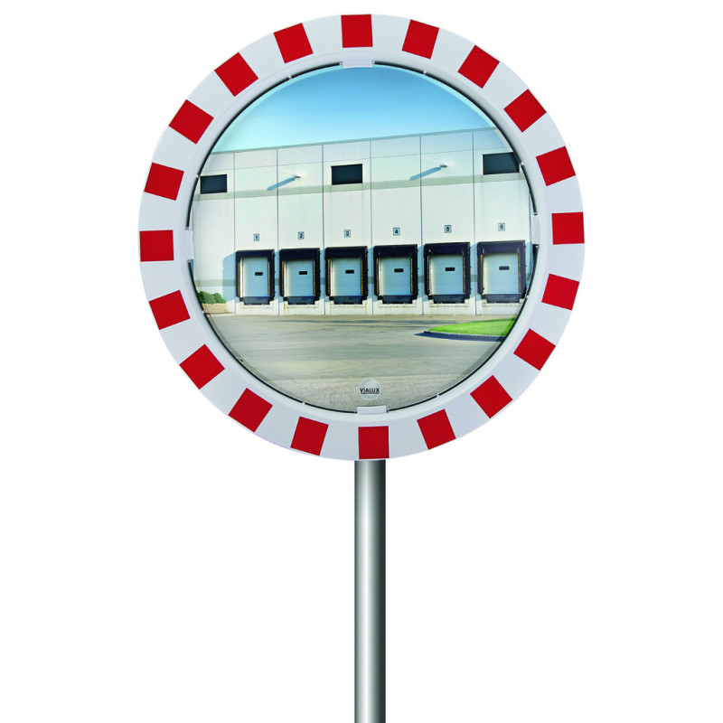 miroir de sécurité industrie rouge et blanc