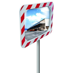 miroir de sécurité industrie rouge et blanc
