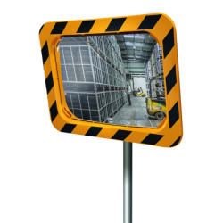 miroir de sécurité industrie noir et jaune