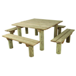 table de pique-nique extérieure avec bancs Quantis