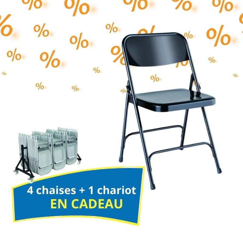 44 chaises pliantes Nevada + 4 chaises et 1 chariot en cadeau 44 chaises pliantes Nevada + 4 chaises et 1 chariot en cadeau