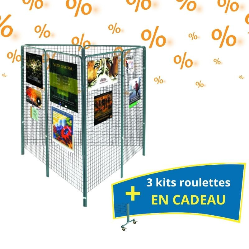 6 grilles d'exposition + 3 kits roulettes en cadeau 6 grilles d'exposition + 3 kits roulettes en cadeau