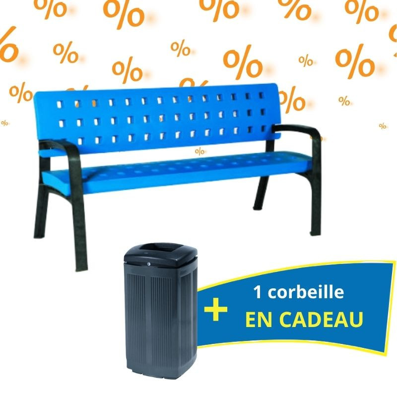 5 bancs publics plastique + 1 corbeille en cadeau 5 bancs publics plastique + 1 corbeille en cadeau