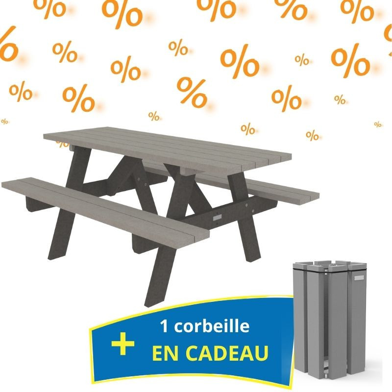 3 tables pique-nique Forestière + 1 corbeille  en cadeau
