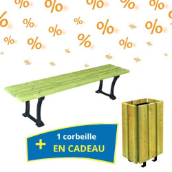 4 banquettes extérieures La Niçoise en pin + 1 corbeille en cadeau