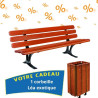 5 bancs L'Avignonnais + 1 corbeille + 1 corbeille en cadeau
