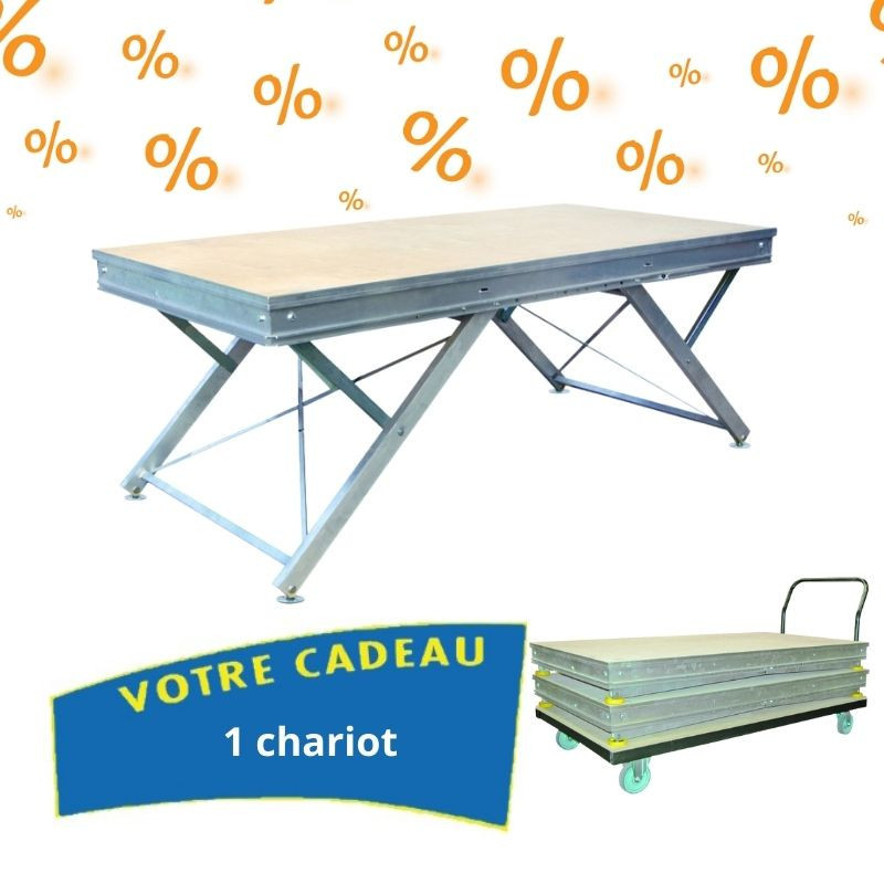 6 podiums à hauteur variable + 1 chariot en cadeau