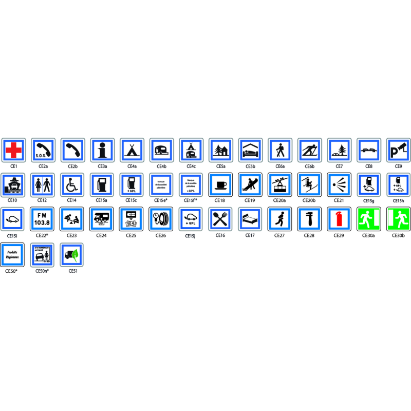 panneau routier type CE indication des services