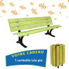 5 bancs pin Le Perpignanais + 1 corbeille + 1 corbeille offerte