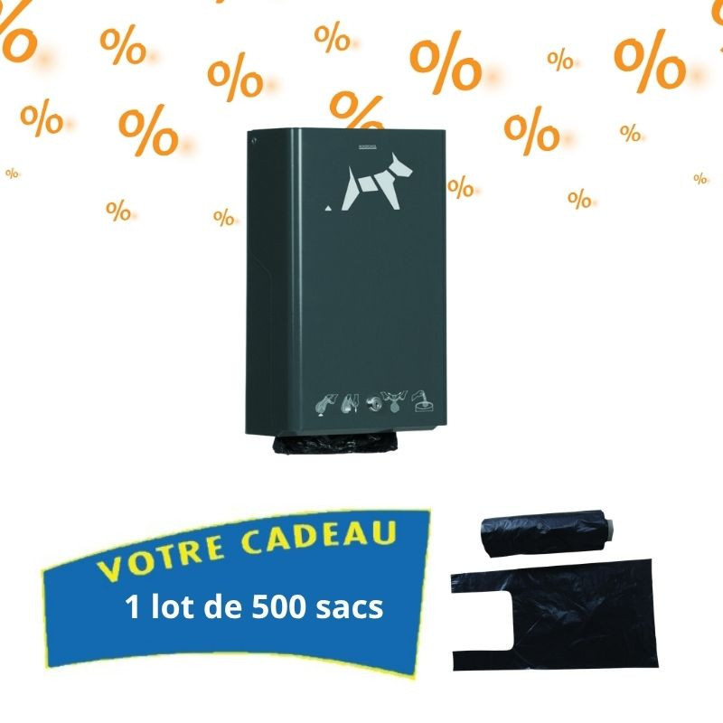 3 distributeurs sachets hygiène canine + 1 lot 500 sacs OFFERTS