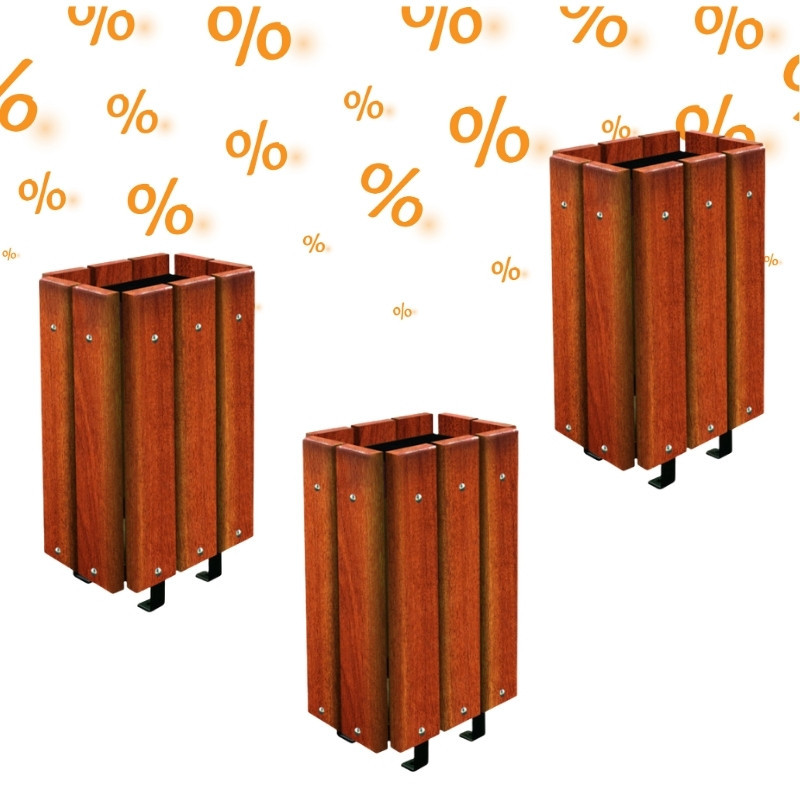 3 corbeilles Léa en bois exotique