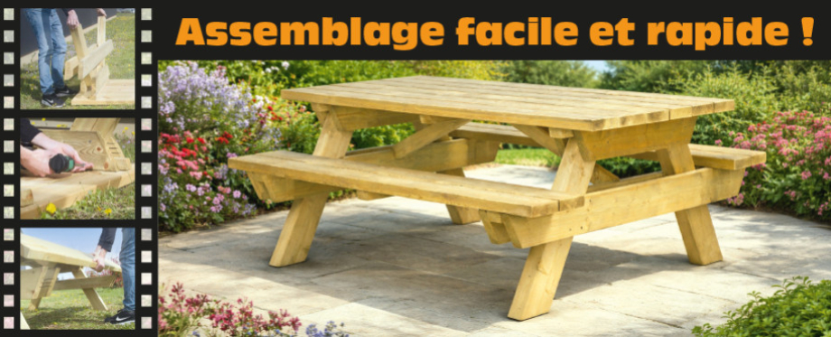 Vidéo table pique-nique bois Bessilles